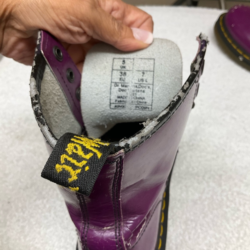 Dr. Martens Shiny Purple Combat Boots - Picture 13 of 13